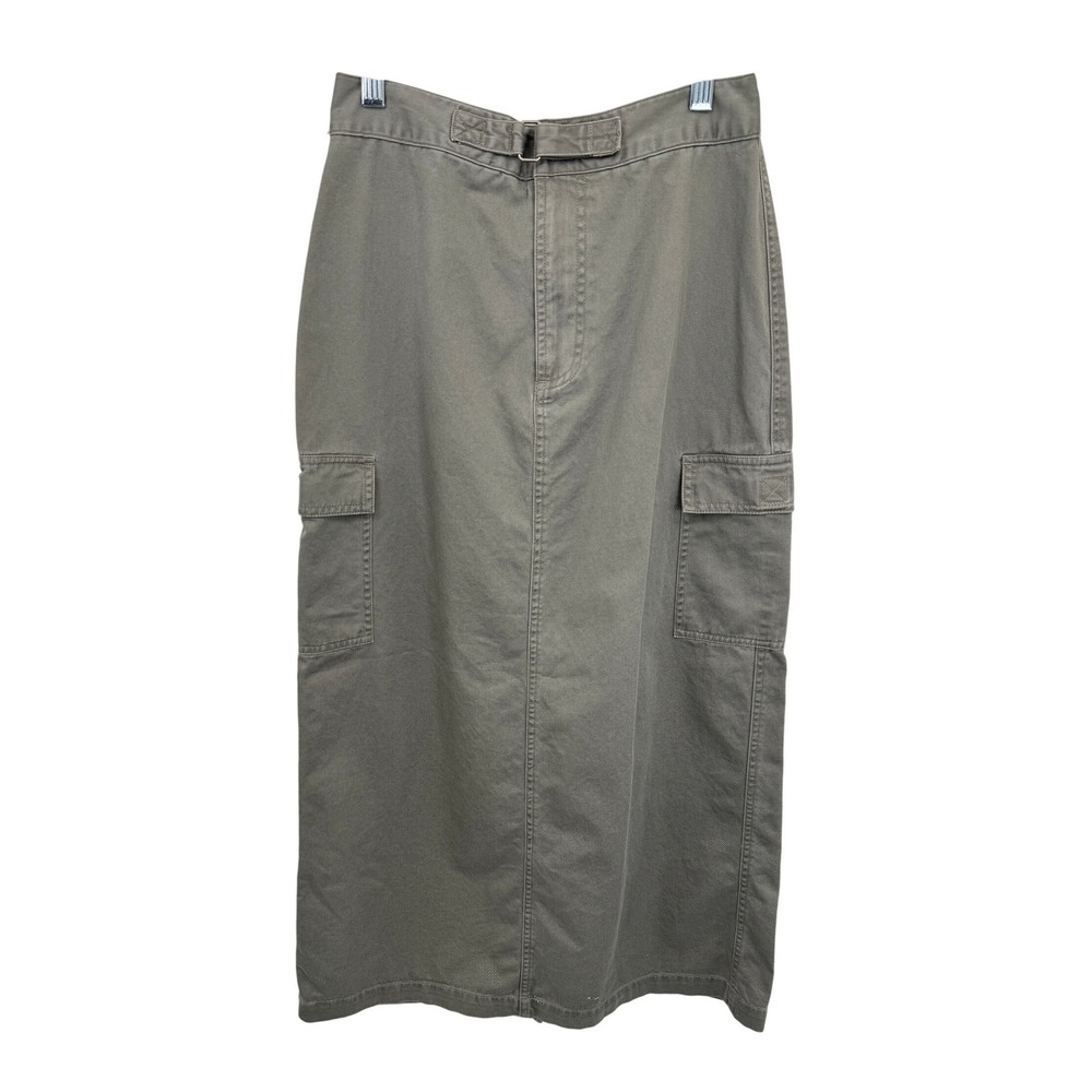 Vintage Y2K Maurices Cargo Skirt Midi Utility Pockets Casual Khaki Green‎ Size 4